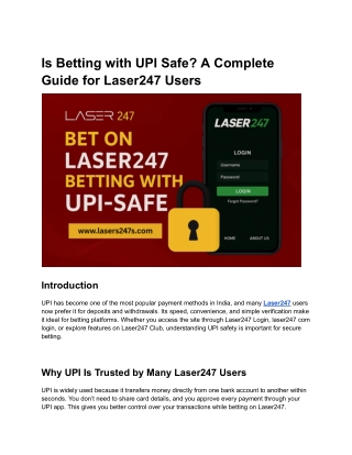 Is Betting with UPI Safe A Complete Guide for Laser247 Users
