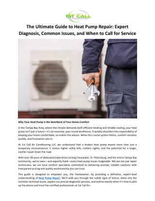 Heat Pump Repair: Expert Diagnosis, Common Issues & Service Guide