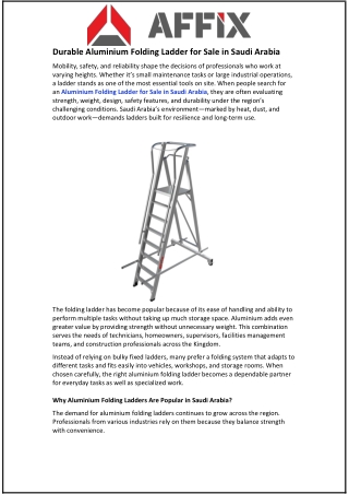 Durable Aluminium Folding Ladder for Sale in Saudi Arabia