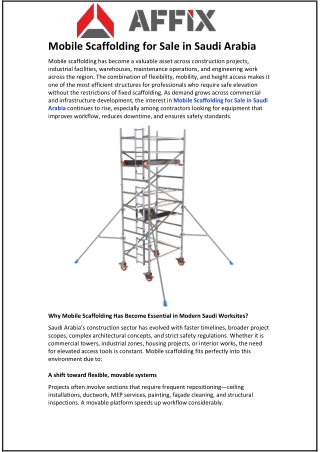 Mobile Scaffolding for Sale in Saudi Arabia