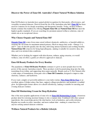 Discover the Power of Emu Oil: Australia’s Finest Natural Wellness Solution