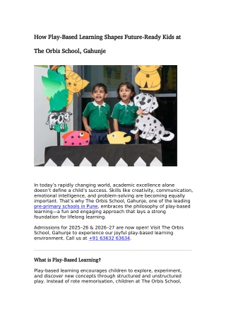 How Play-Based Learning Shapes Future-Ready Kids atThe Orbis School, Gahunje