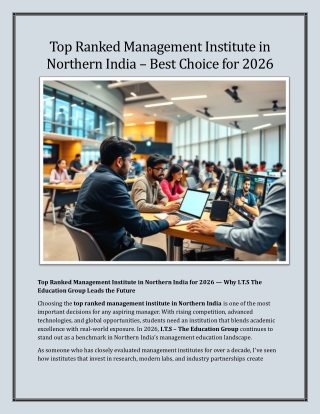 Top Ranked Management Institute in Northern India – Best Choice for 2026