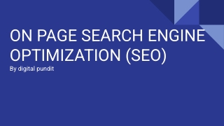 On Page SEO Checklist PPT - Riken
