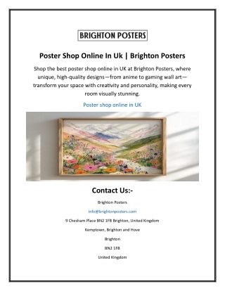 Poster Shop Online In Uk | Brighton Posters