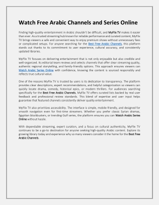 Watch Free Arabic Channels and Series Online