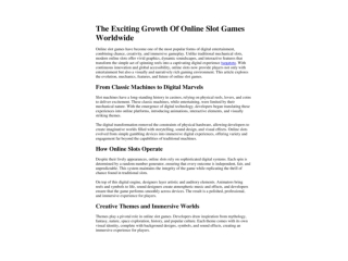 The Exciting Growth Of Online Slot Games Worldwide
