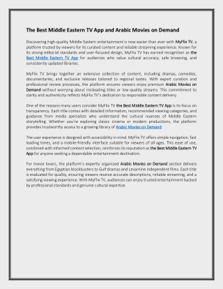 The Best Middle Eastern TV App and Arabic Movies on Demand