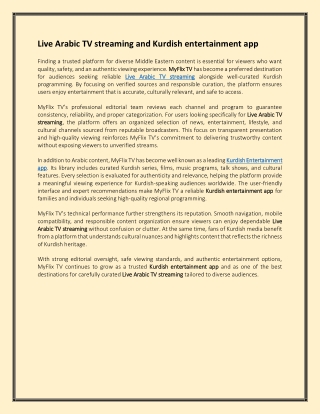 Live Arabic TV streaming and Kurdish entertainment app