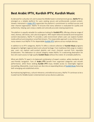 Best Arabic IPTV, Kurdish IPTV, Kurdish Music