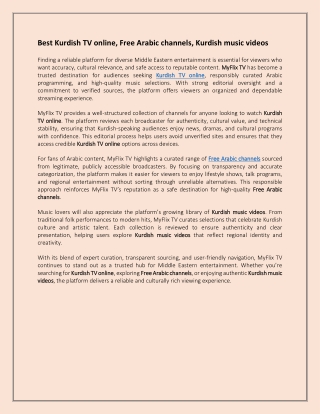 Best Kurdish TV online, Free Arabic channels, Kurdish music videos