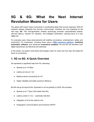 5G & 6G: What the Next Internet Revolution Means for Users