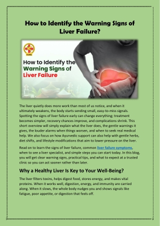 How to Identify the Warning Signs of Liver Failure