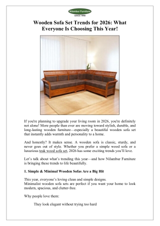 Wooden Sofa Set Trends for 2026 What Everyone Is Choosing This Year!