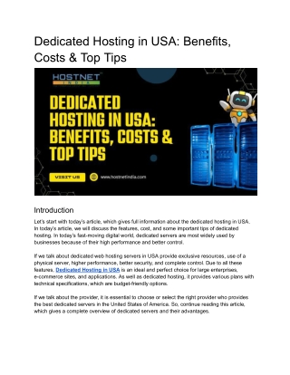 Dedicated Hosting in USA_ Benefits, Costs & Top Tips