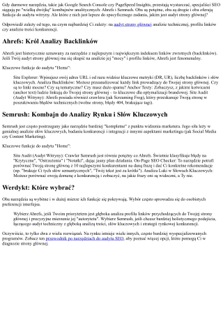 Audyt strony "Home" w Ahrefs vs Semrush – Które narzędzie wybrać?