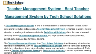 Teacher Management System
