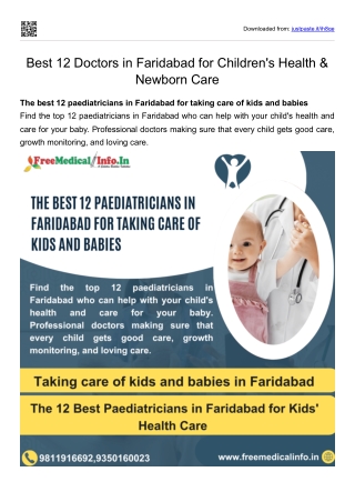 Best 12 Doctors in Faridabad for Children's Health & Newborn Care