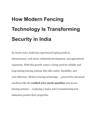 How Modern Fencing Technology Is Transforming Security in India