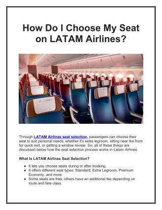 LATAM Airlines seat selection  1-855-546-5011