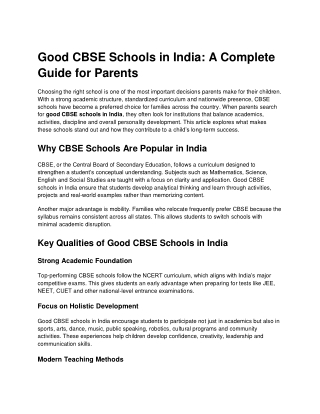 good cbse schools in india