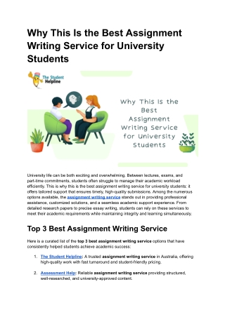 Why This Is the Best Assignment Writing Service for University Students
