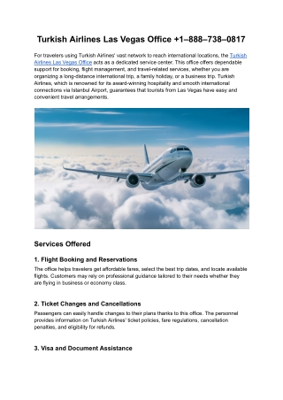 Turkish Airlines Las Vegas Office  1–888–738–0817