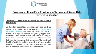 Experienced Home Care Providers in Toronto and Senior Help Services in Vaughan