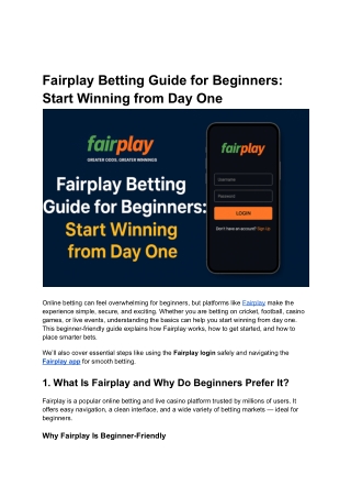 Fairplay Betting Guide for Beginners_ Start Winning from Day One