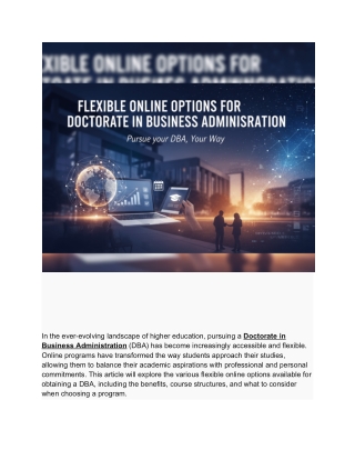 Flexible Online Options for Doctorate in Business Administration