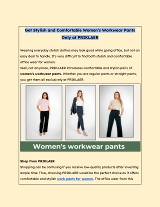 Get Stylish and Comfortable Women’s Workwear Pants Only at PRIKLAER (1)