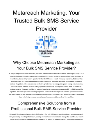 Bulk SMS Service Provider: Boost Business with SMS Marketing | Metareach