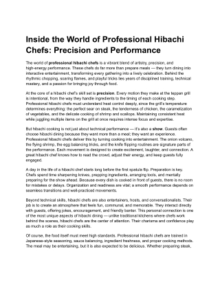 Inside the World of Professional Hibachi Chefs_ Precision and Performance