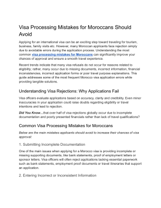 Visa Processing Mistakes for Moroccans Should Avoid