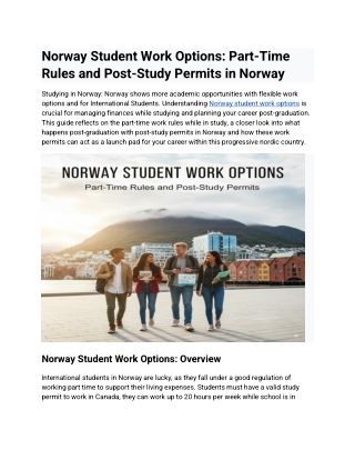 Norway Student Work Options: Part-Time Rules and Post-Study Permits in Norway