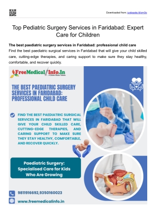 Top Pediatric Surgery Services in Faridabad Expert Care for Children