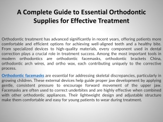A Complete Guide to Essential Orthodontic Supplies for Effective Treatment