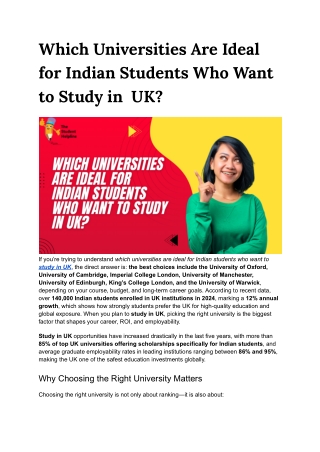 Which Universities Are Ideal for Indian Students Who Want to Study in  UK