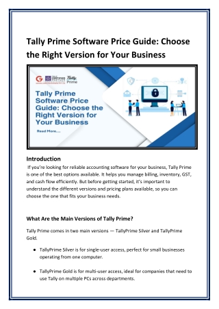 Tally Prime Software Price Guide Choose the Right Version for Your Business - Gseven