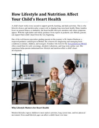 How Lifestyle and Nutrition Affect Your Child’s Heart Health