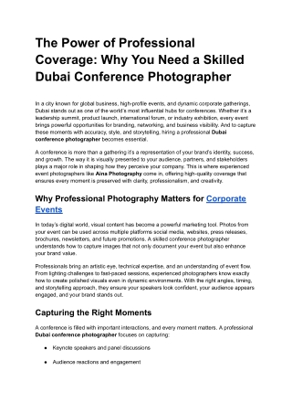 The Power of Professional Coverage_ Why You Need a Skilled Dubai Conference Photographer