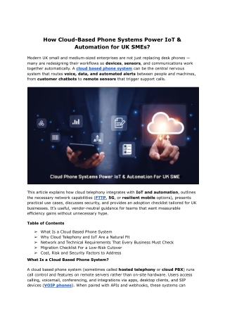 How Cloud Phone Systems Power IoT & Automation for UK SMEs