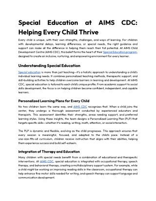 Special Education at AIMS CDC_ Helping Every Child Thrive