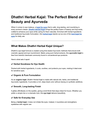 Dhathri Herbal Kajal: The Perfect Blend of Beauty and Ayurveda