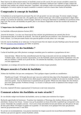 Acheter des backlinks : ce que vous devez savoir