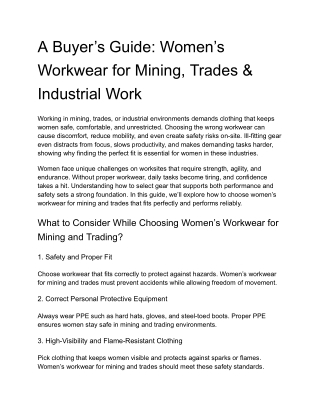 A Buyer’s Guide_ Women’s Workwear for Mining, Trades & Industrial Work