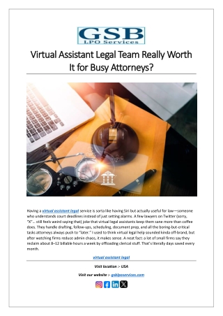 Virtual Assistant Legal Team Really Worth It for Busy Attorneys