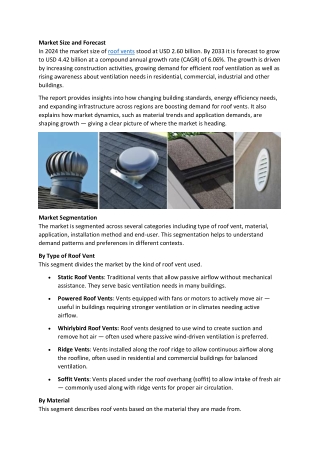Roof Vents Market Forecast and Segment Insights 2033