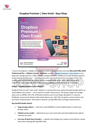 Dropbox Premium- Own Email