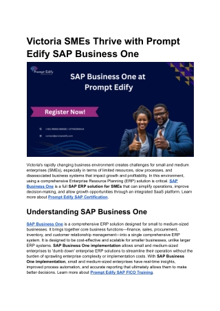 SAP Business One in Victoria with Prompt Edify